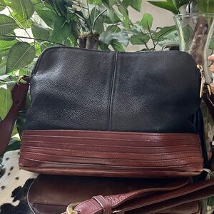 Tignanello Leather Black and Brown Women’s Double Zip Bag